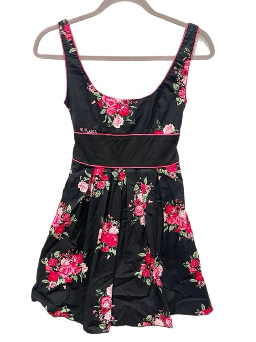 Vintage Y2K Charlotte Russe Floral Fit & Flare Babydoll Dress XS Coquette Goth